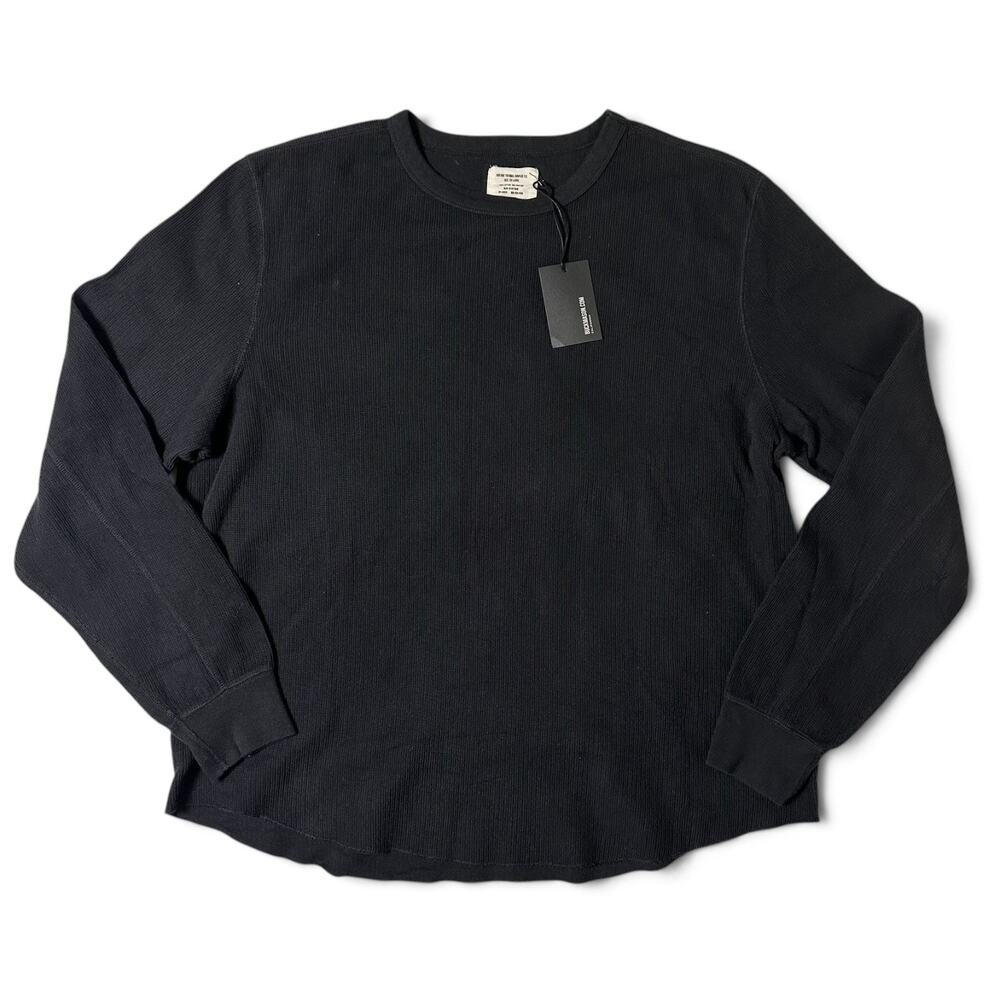 Buck Mason Vintage Thermal Surplus Tee Mens Size XXL Black Waffle Knit NWT